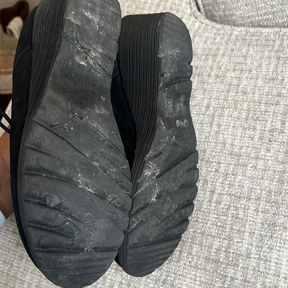Dansko Cadee Lace Up Wedge Bootie Black Leather Women size 38 US 7.5-8